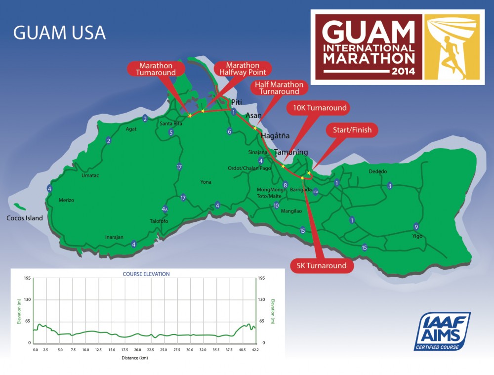 グアムインターナショナルマラソンのコースマップ