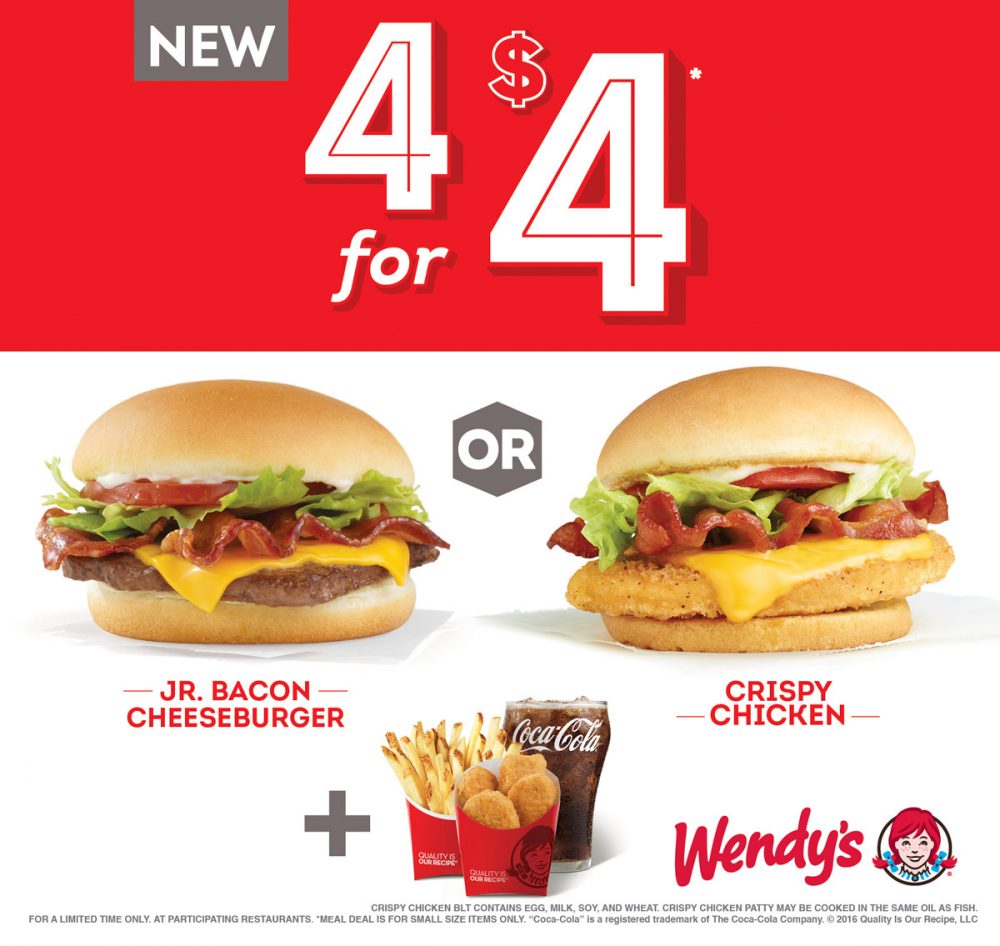 ウェンディーズの「4 for $4」メニュー