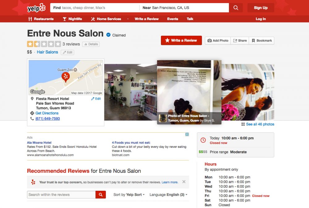 Entre Nous Salon (Yelp)