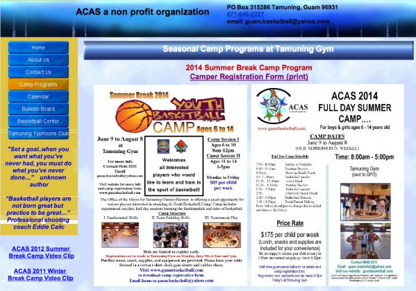 グアムのサマーキャンプ (ACAS a non profit organization)