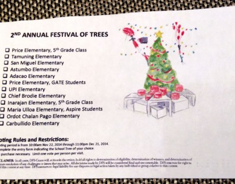 第二回 “Festival of Trees 2014” の投票用紙 (Tギャラリアグアム)