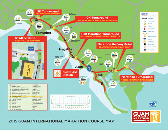 第3回グアムインターナショナルマラソンのコースマップ
